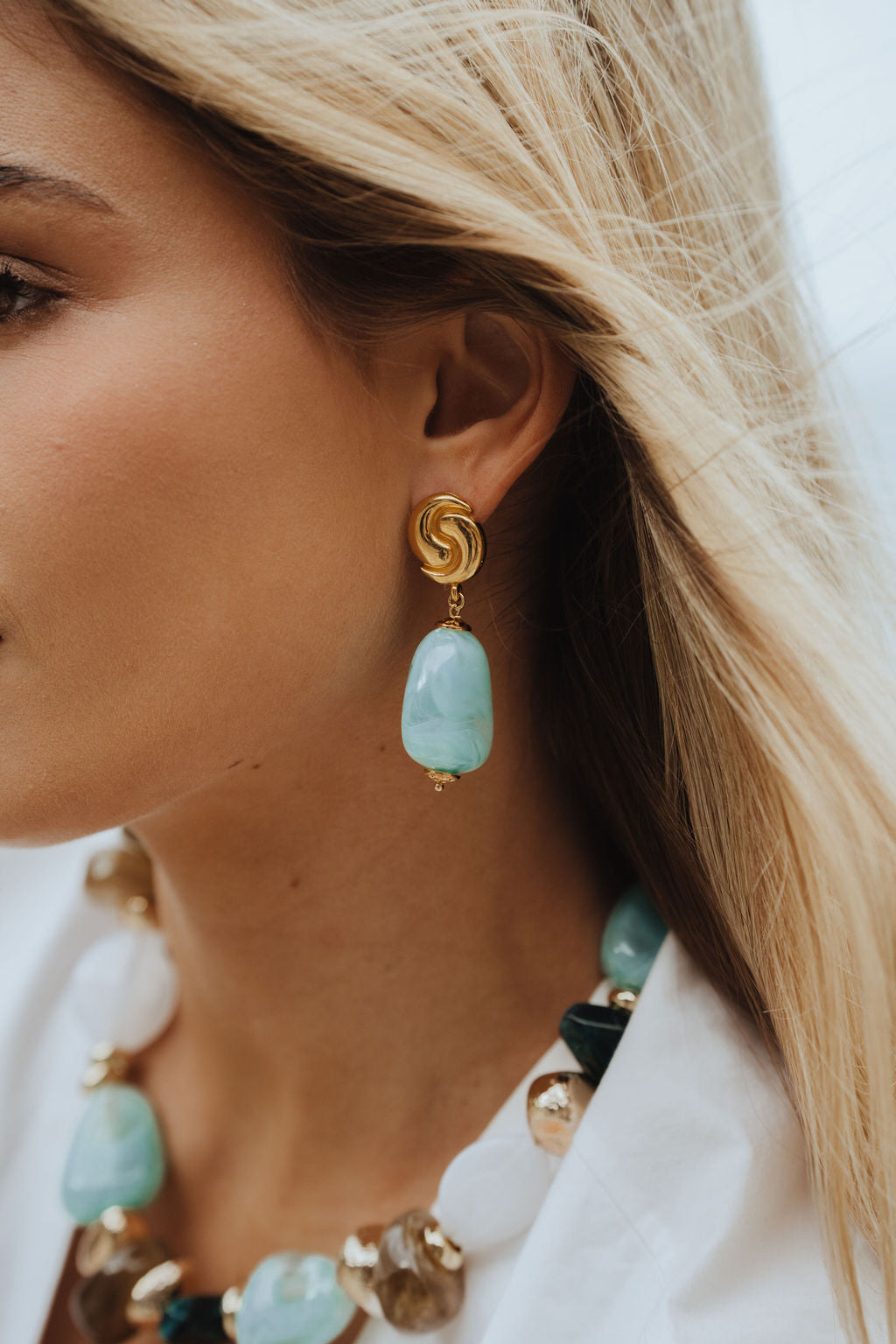 BOUCLE D'OREILLES MAJORQUE BLEUE