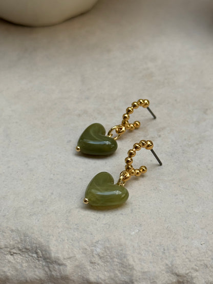 BOUCLES D'OREILLES COEUR BEIGES